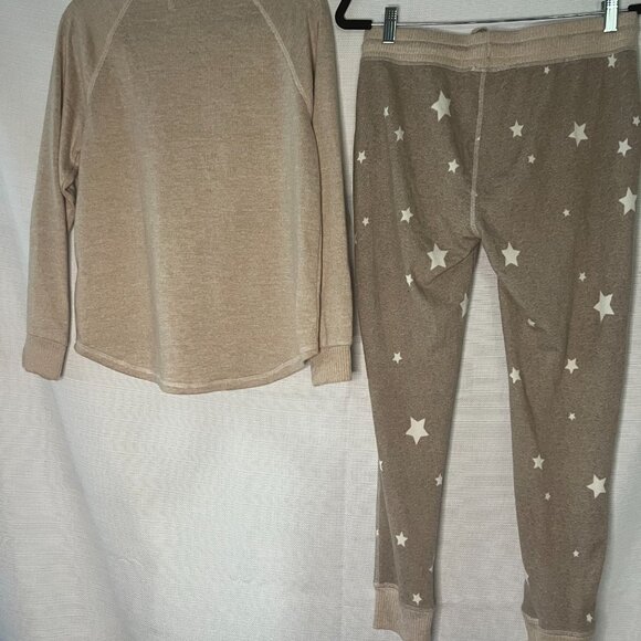 Live Love Lounge 3pc Women Soft Pajamas Long Sleeve Lounge Set Tan Small - 0376 - Picture 9 of 11